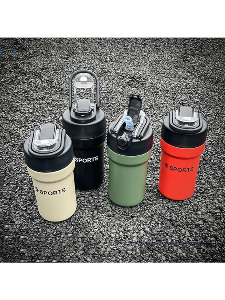 Garrafa Térmica Copo Inox 500ml Canudo Alça Esporte Academia Cor:Vermelho