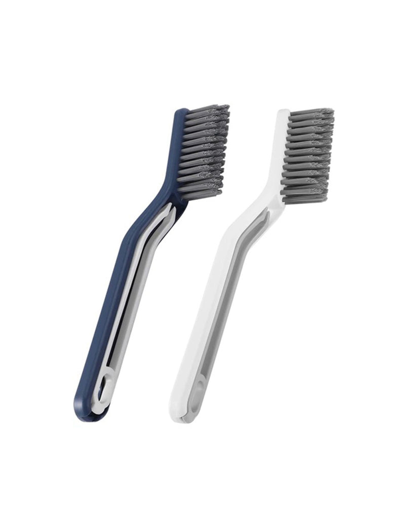 Escova Multiuso Limpeza Cantos Pinça 2 em 1 Banheiro Cozinha Cor:Branco