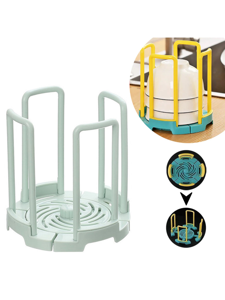 Escorredor de Pratos Organizador Giratório Ajustável Cozinha Cor:Verde Claro