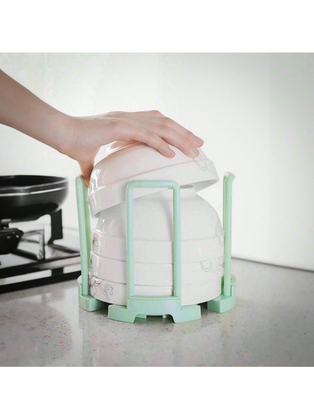 Escorredor de Pratos Organizador Giratório Ajustável Cozinha Cor:Verde Claro