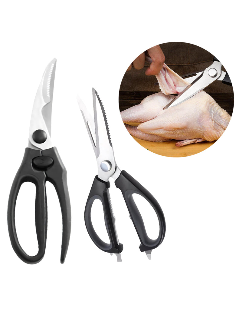 Tesouras De Cozinha Culinária Abridor Corta Desossa Aço Inox Kit C/ 2