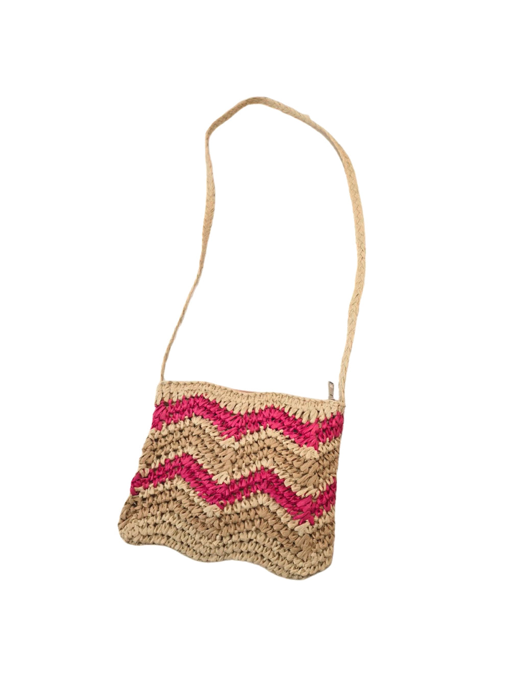 Bolsa Artesanal Lateral Listrada Transversal Casual Praia Cor:Rosa