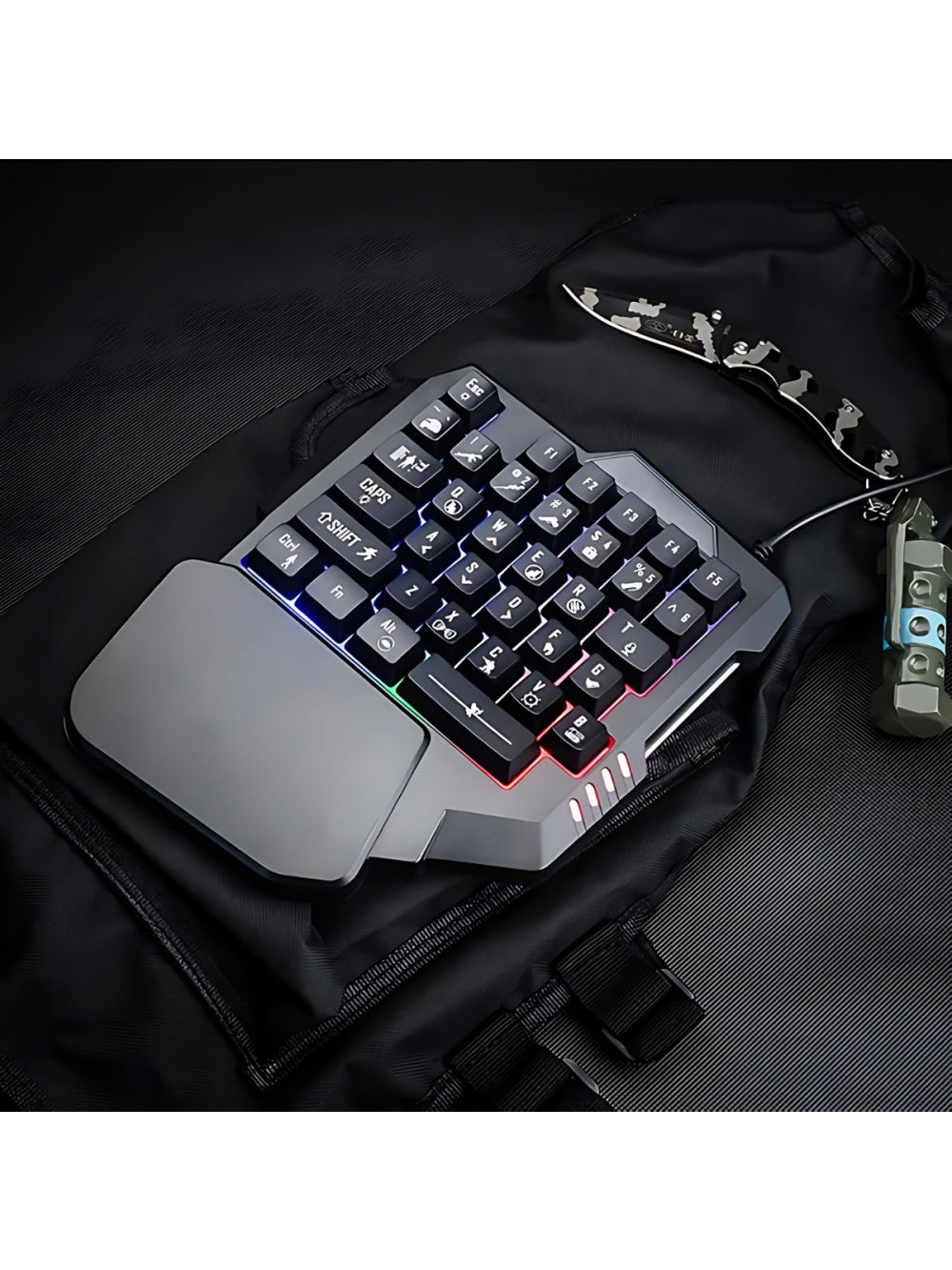 Teclado Gamer Rgb Uma Mão Semi Mecânico Jogos USB