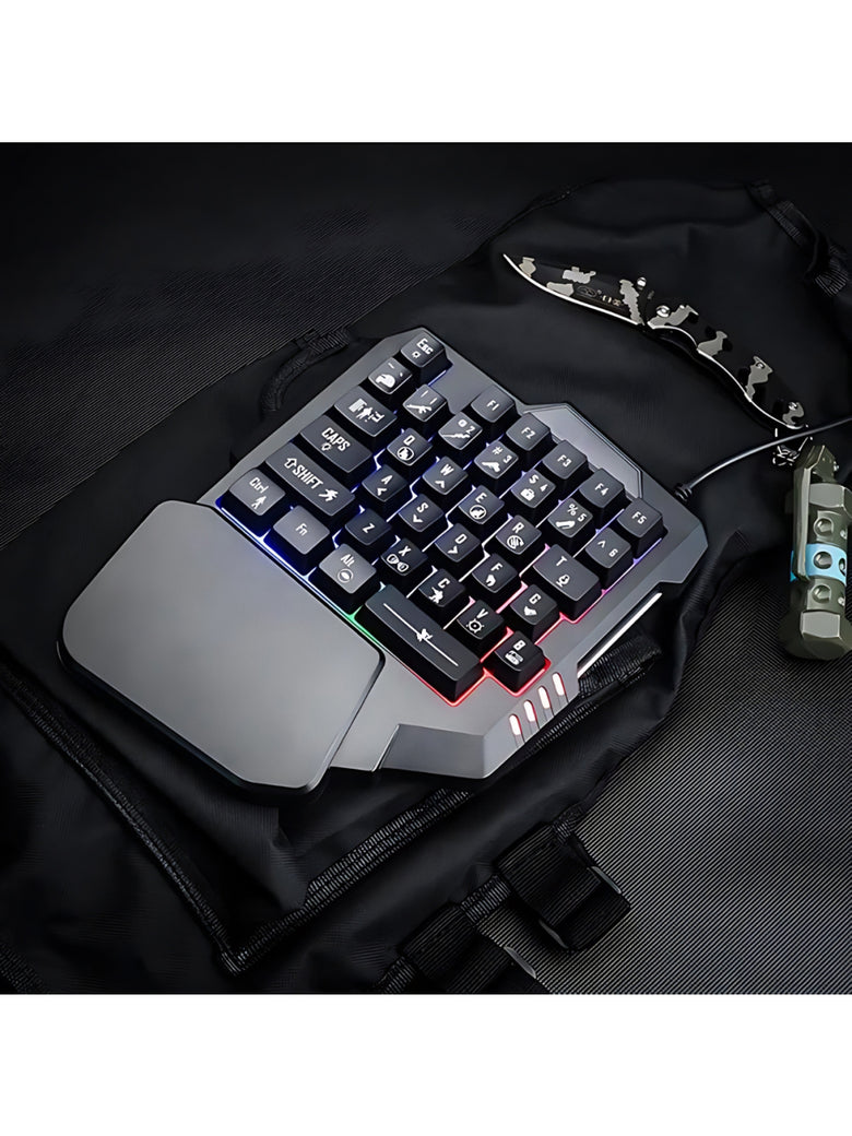 Teclado Gamer Rgb Uma Mão Semi Mecânico Jogos USB