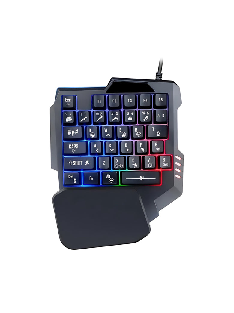 Teclado Gamer Rgb Uma Mão Semi Mecânico Jogos USB
