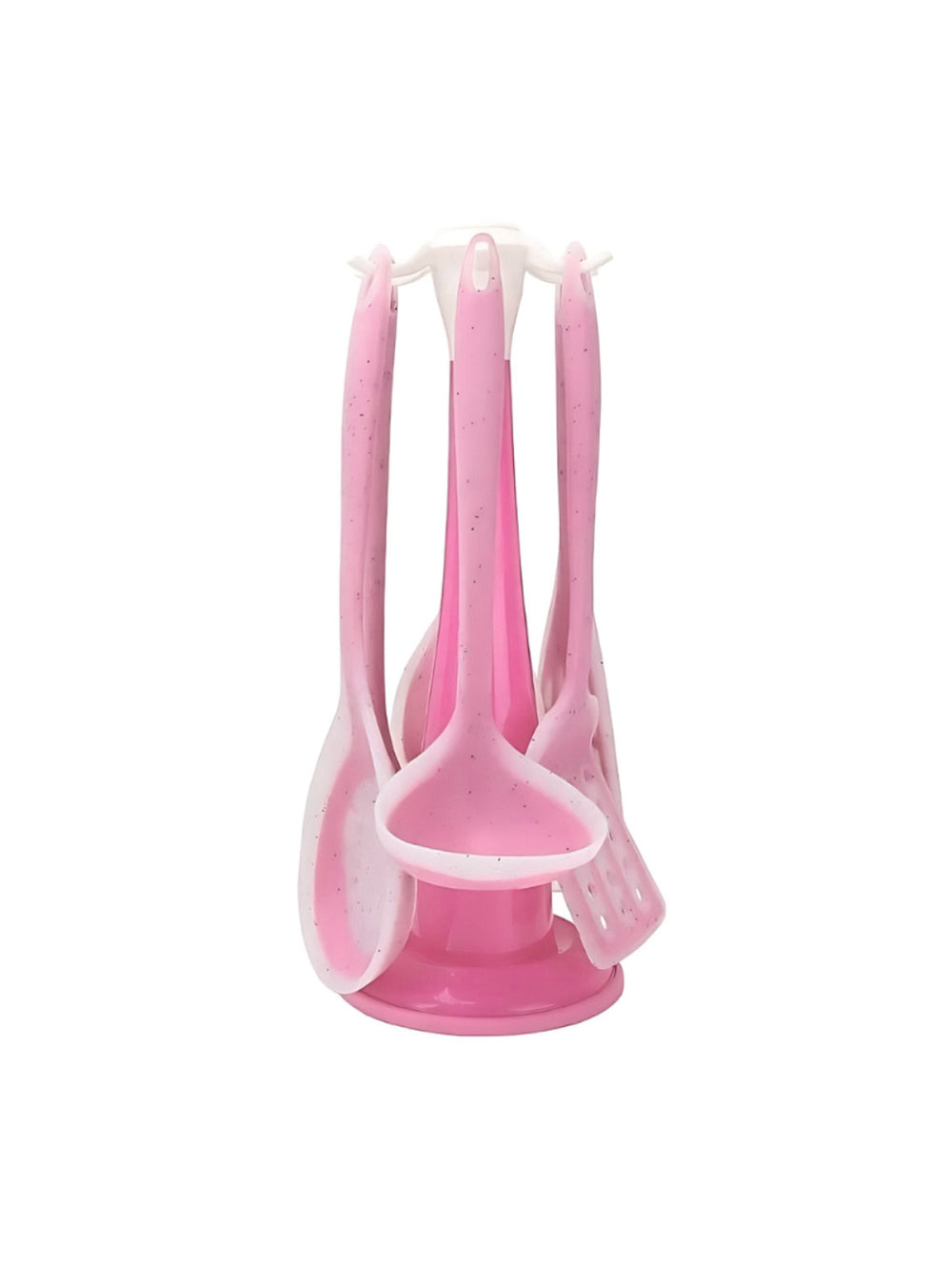 Kit 7 Peças Utensílios Cozinha Silicone Resistente Durável Cor:Rosa