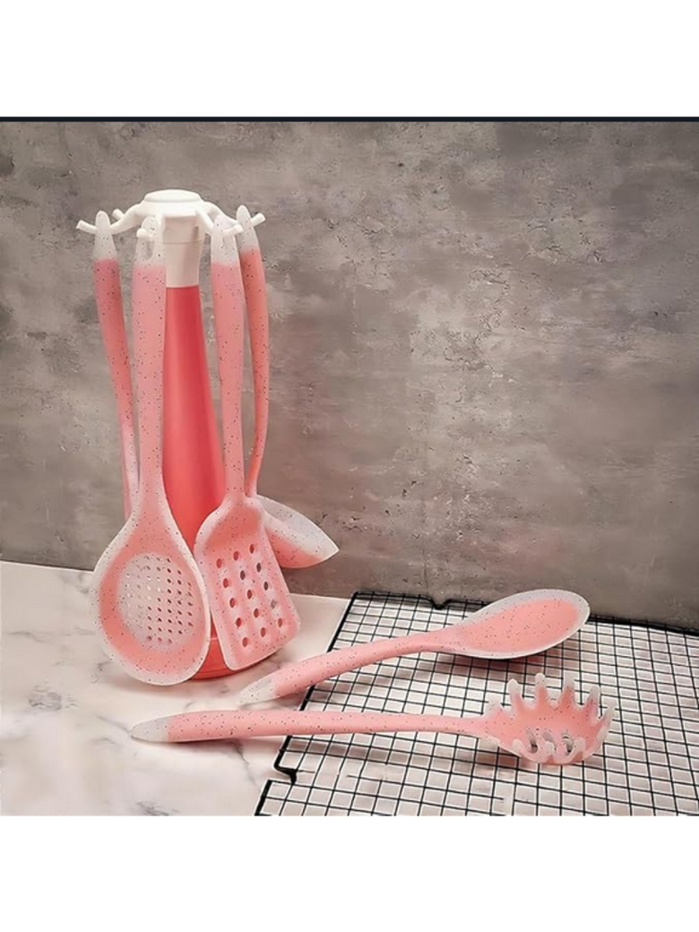 Kit 7 Peças Utensílios Cozinha Silicone Resistente Durável Cor:Verde Água