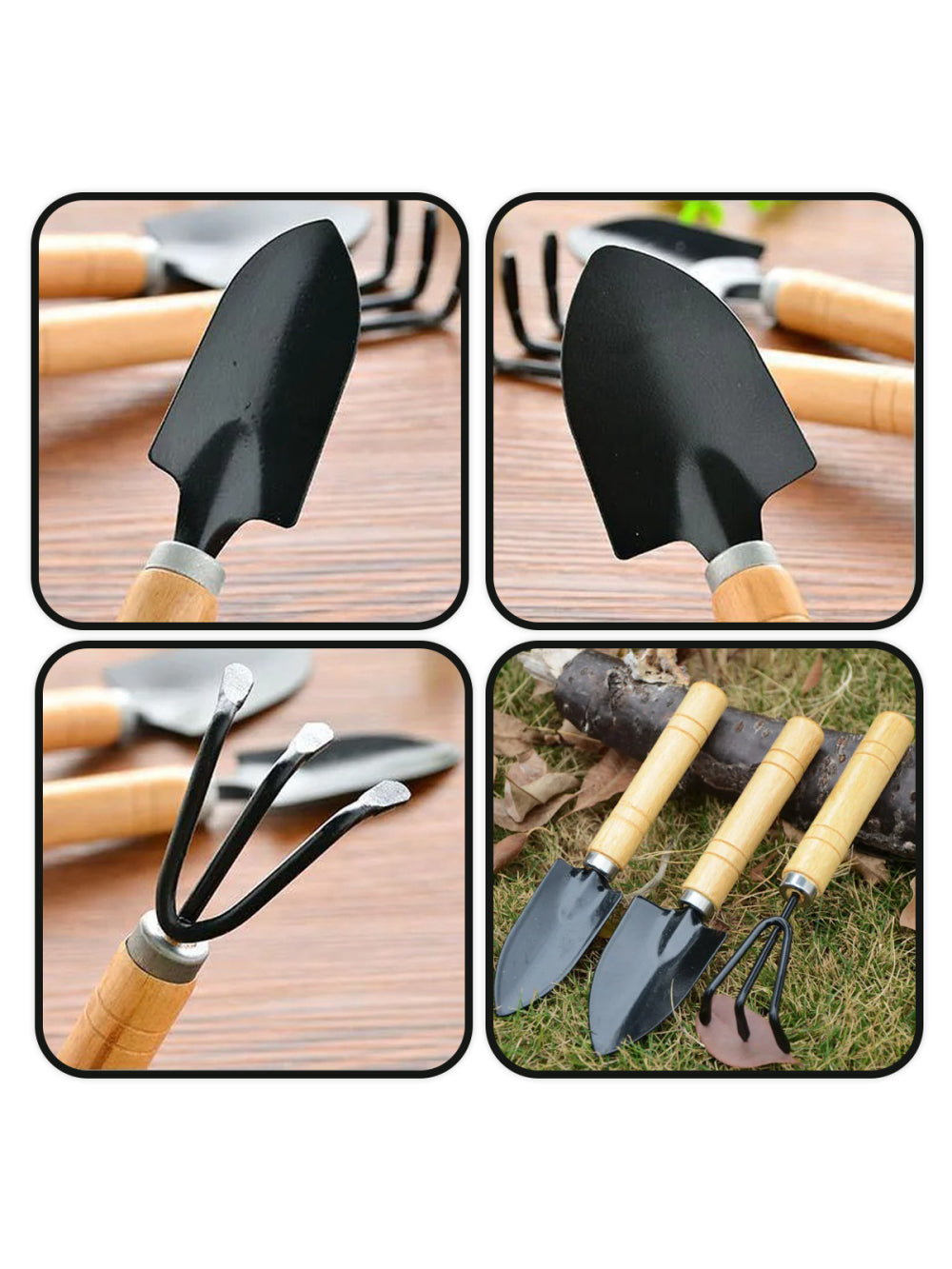 Kit 3 Peças Ferramentas Jardinagem Jardim Horta Pá Ancinho