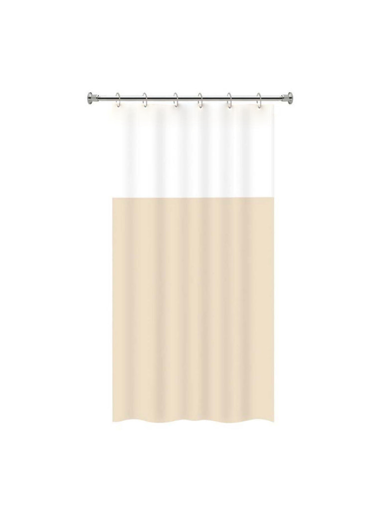 Cortina De Box Banheiro PVC Com Visor Liso 138X198cm Cor:Bege