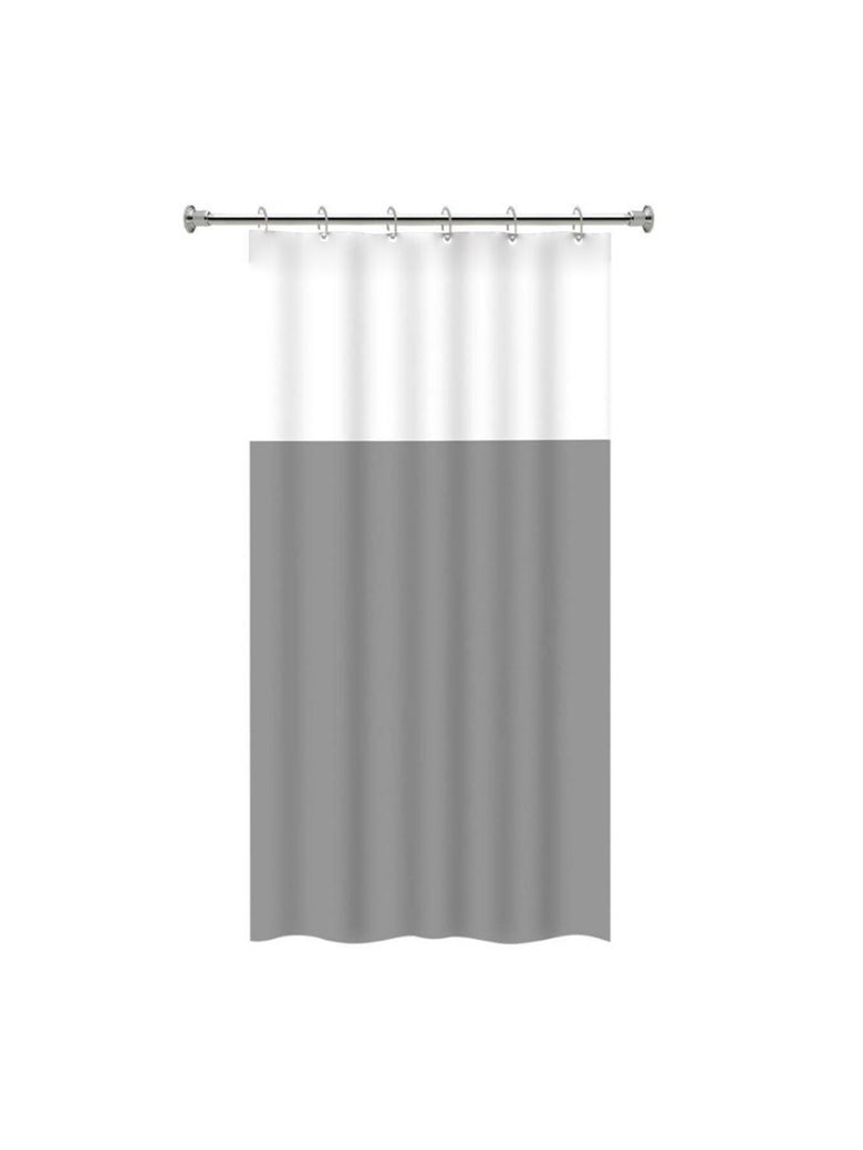 Cortina De Box Banheiro PVC Com Visor Liso 138X198cm Cor:Cinza