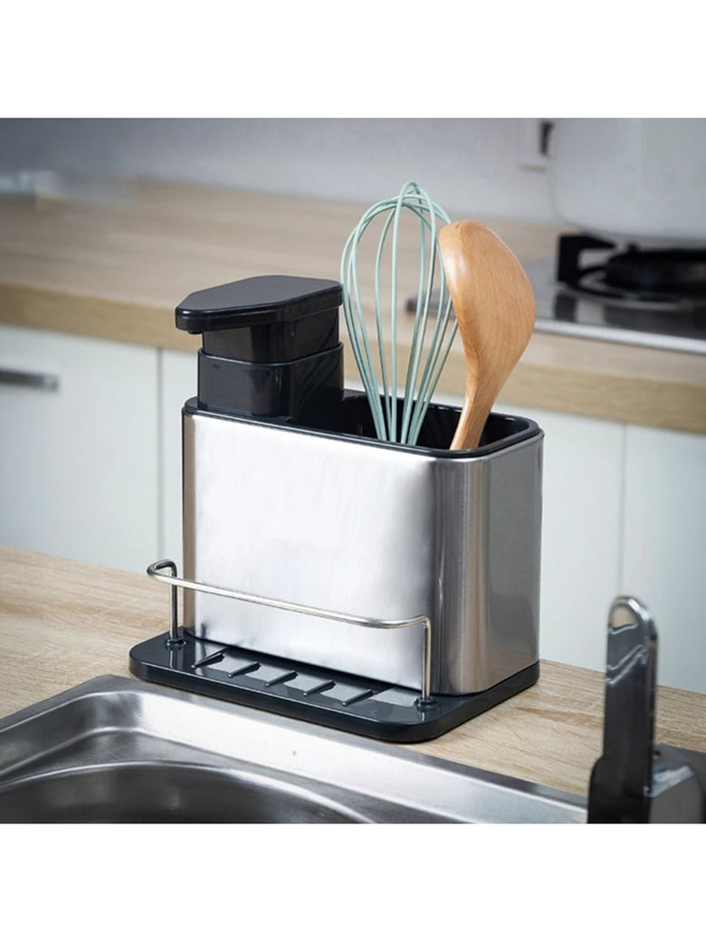 Porta Detergente Organizador Pia Cozinha Dispenser Sabão Inox