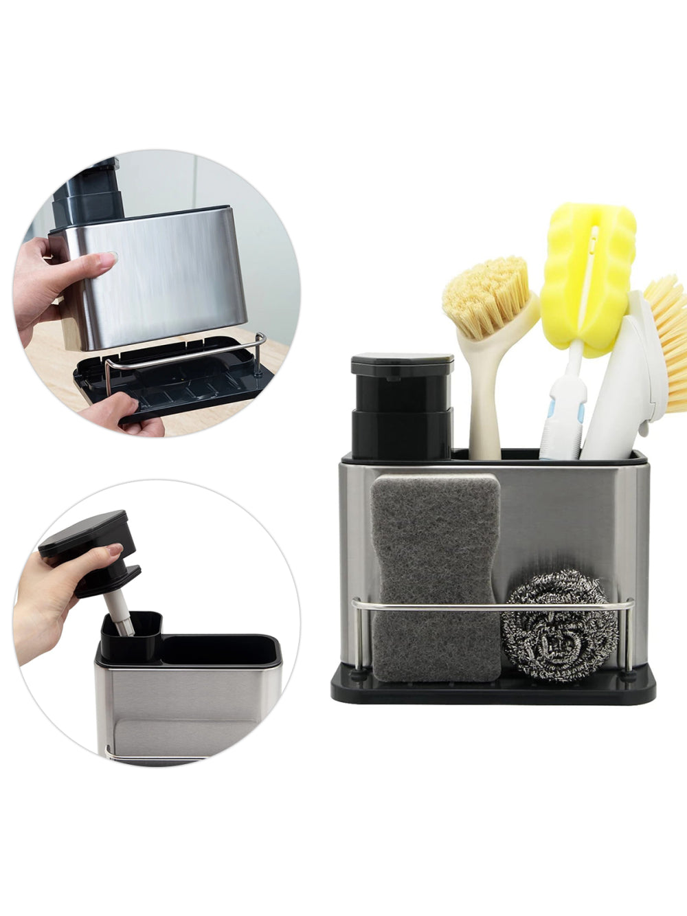 Porta Detergente Organizador Pia Cozinha Dispenser Sabão Inox