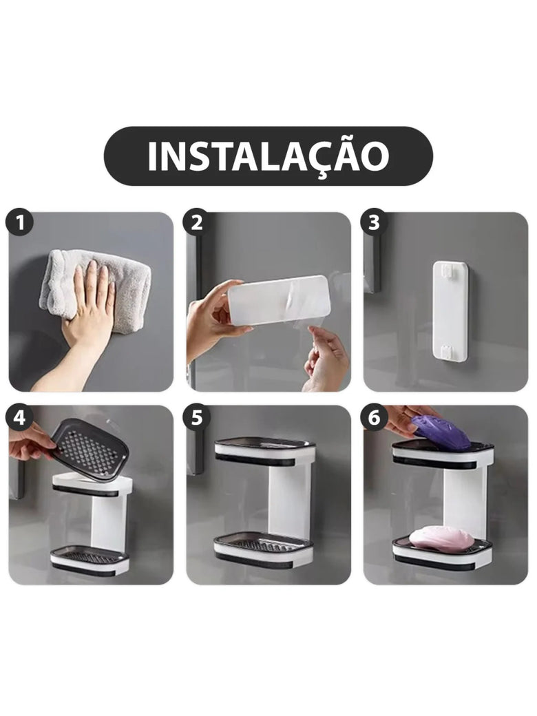 Porta Sabonete Saboneteira Parede Dupla Adesivo Banheiro