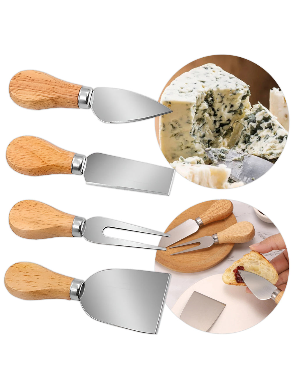 Conjunto Jogo De Utensílios Queijo Inox 4 Peças Gourmet