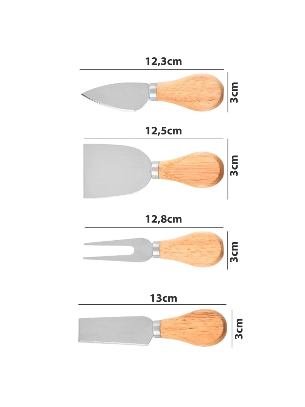 Conjunto Jogo De Utensílios Queijo Inox 4 Peças Gourmet