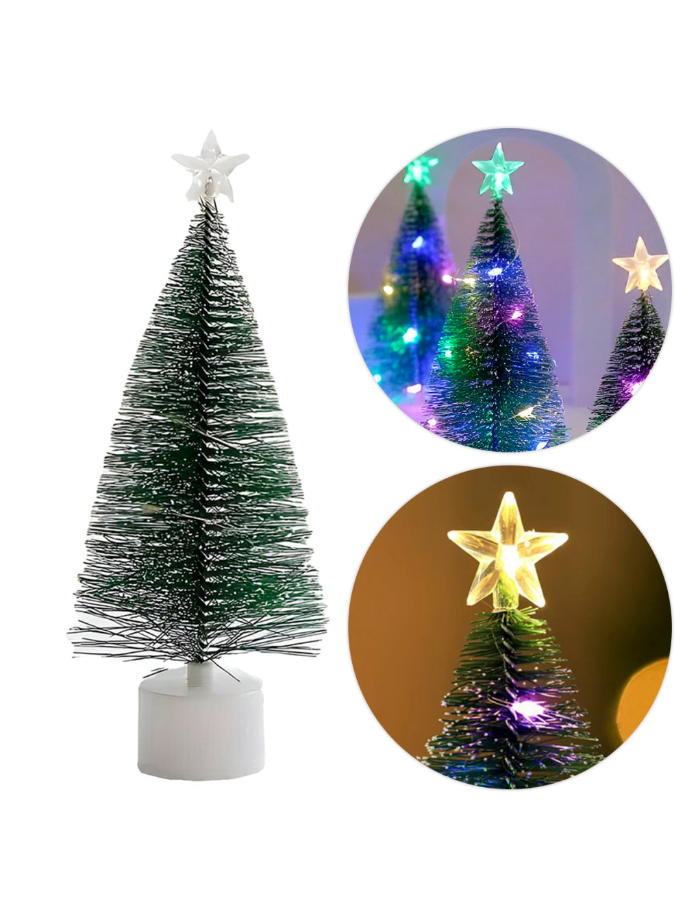 Mini Arvore De Natal Pisca Colorido Estrela Enfeite Decoração