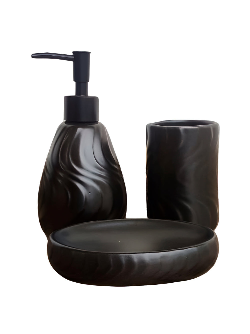 Conjunto Para Banheiro 3 Peças Bancada Pia Organização Modelo:Malta;Cor:Preto