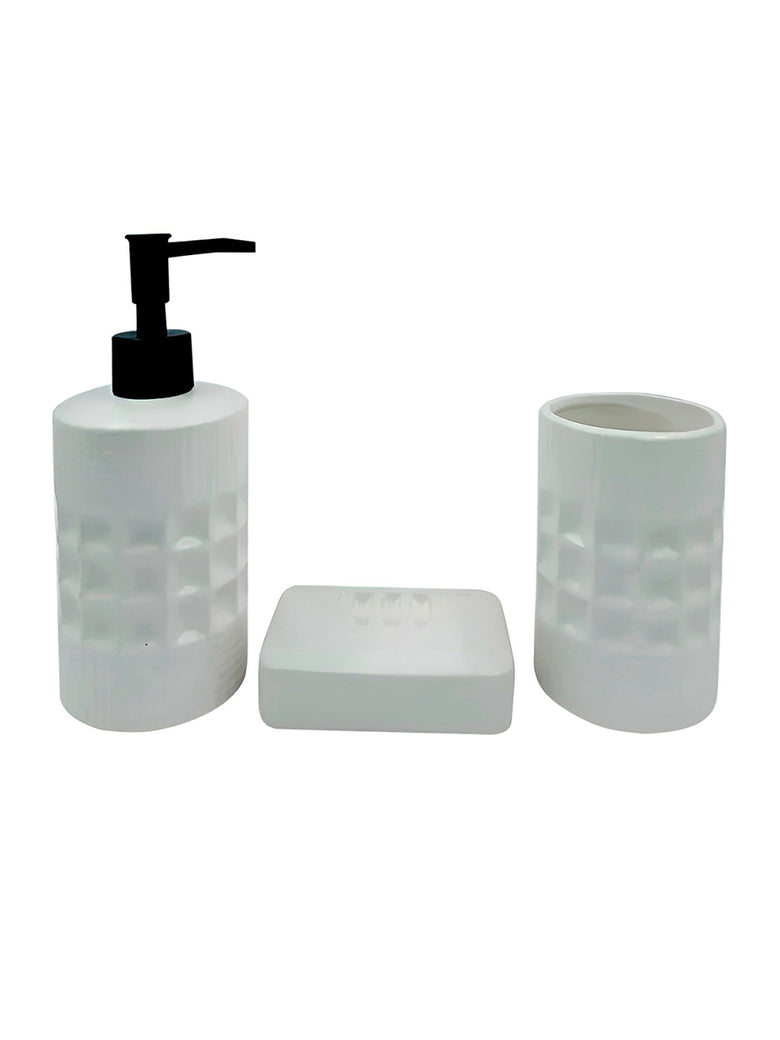 Conjunto Para Banheiro 3 Peças Bancada Pia Organização Modelo:Pequim;Cor:Branco