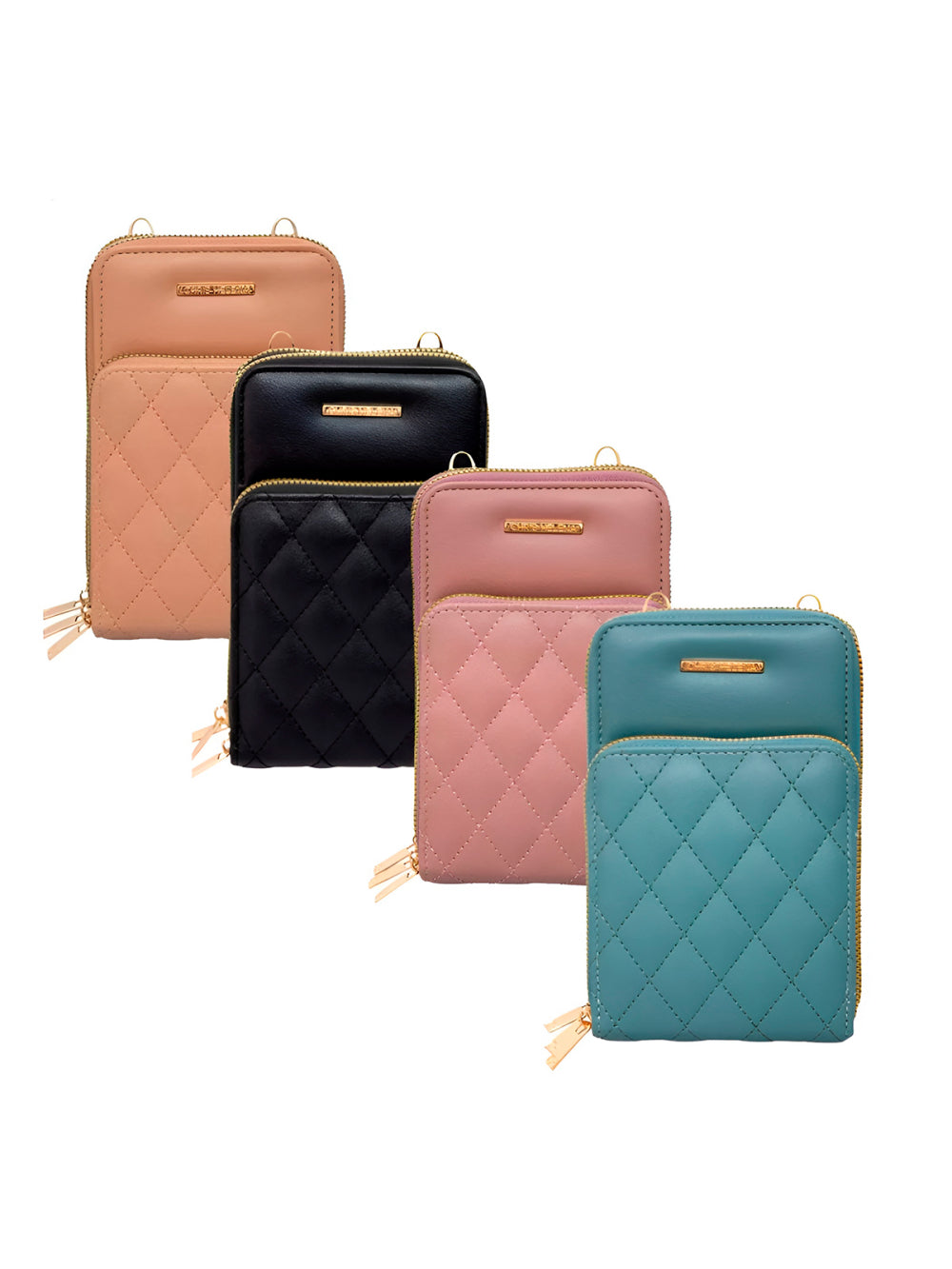 Bolsa Carteira Feminina Com Alça Textura Matelassê Cor:Bege
