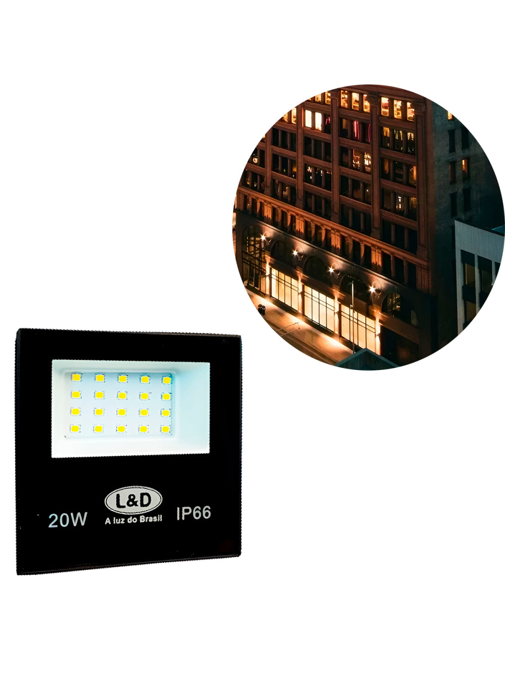 Holofote Refletor LED Slim 20W Bivolt Iluminação Luz