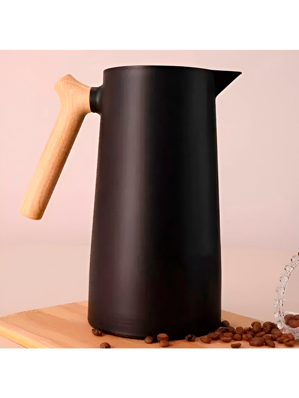 Garrafa Térmica Jarra Nórdica Inox Café Cabo Madeira Cor:Vermelho