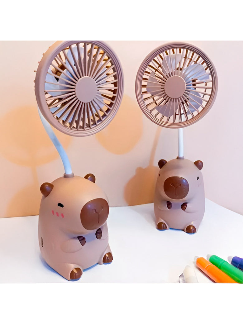Mini Ventilador de Mesa e Apontador Formato Capivara