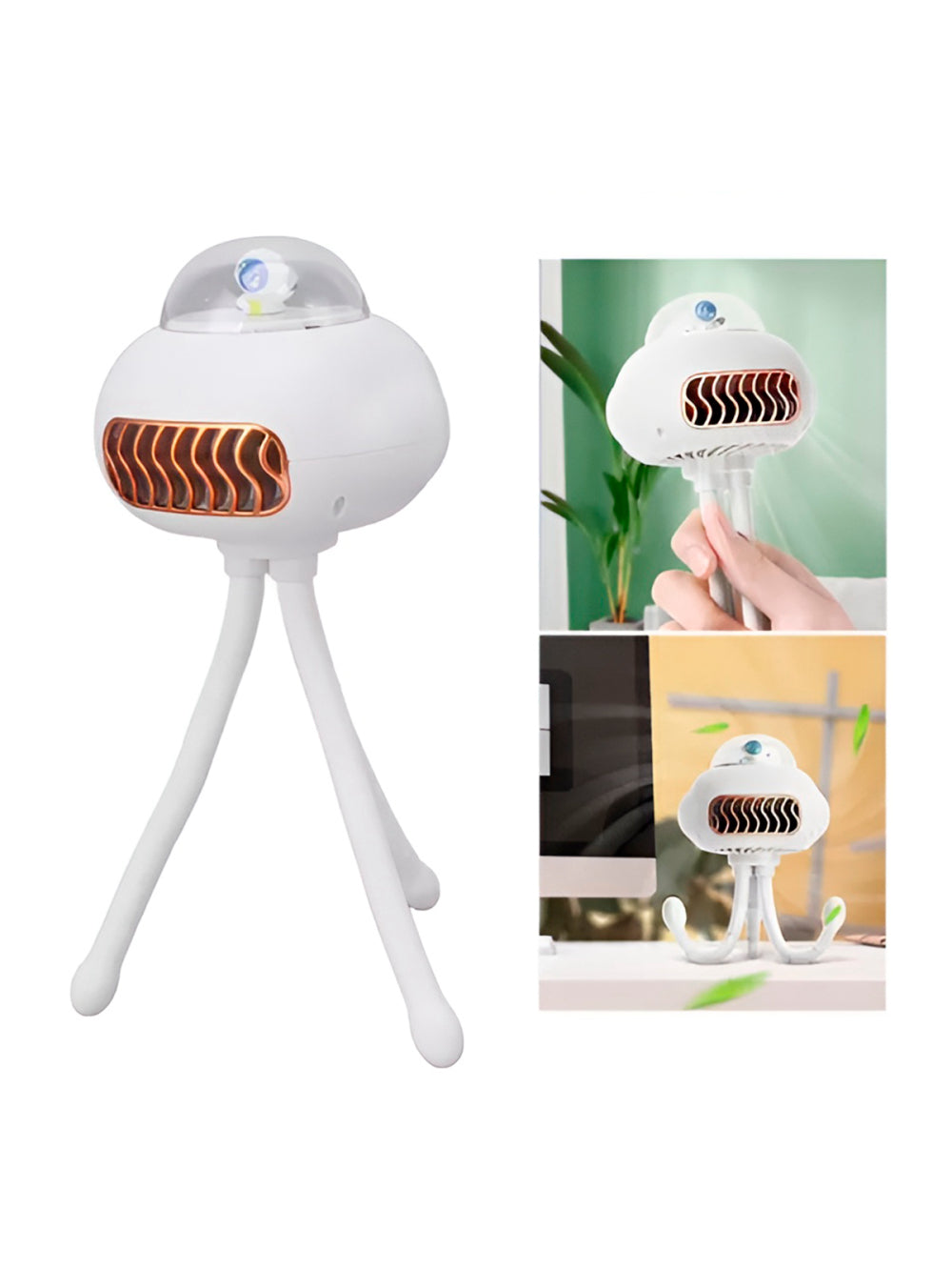 Mini Ventilador Elétrico Portátil Flexível Polvo Enrolado Cor:Branco
