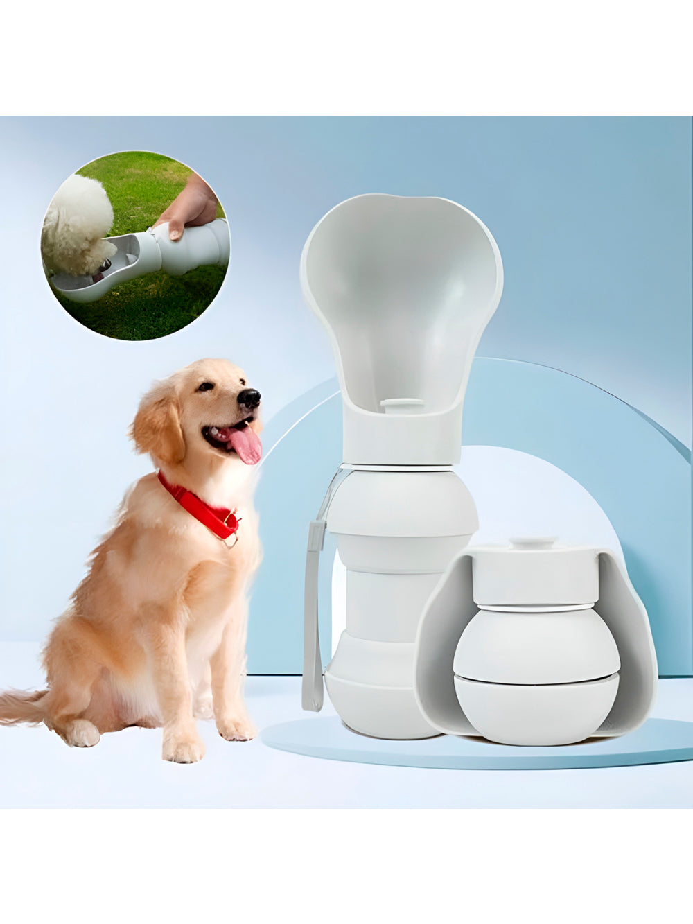 Bebedouro Dobrável para Pets Silicone 300ml Flexível Cor:Branco