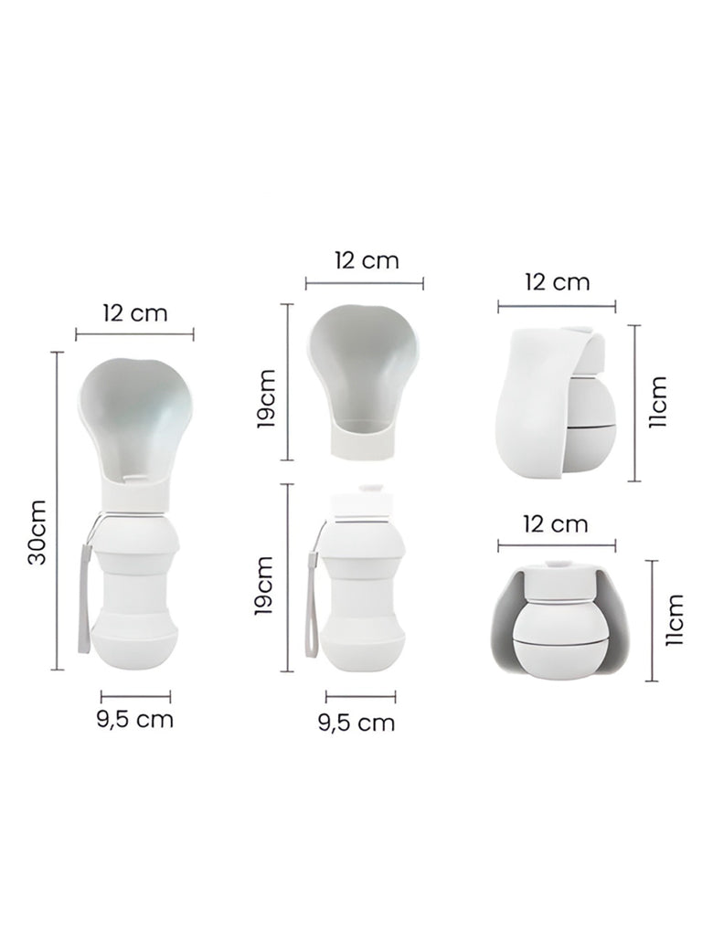 Bebedouro Dobrável para Pets Silicone 300ml Flexível Cor:Branco