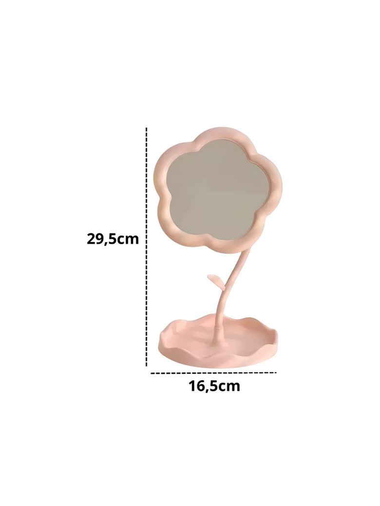 Espelho de Mesa para Maquiagem Formato Flor Decorativo Cor:Amarelo