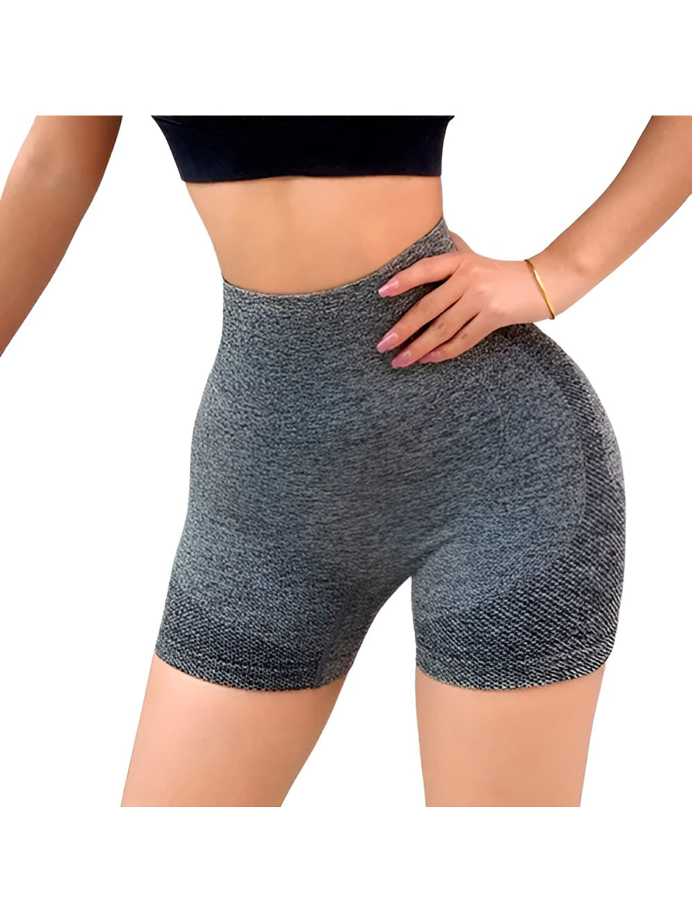 Short de Academia Levanta Bumbum Sem Costura Corrida Treino Cor:Cinza
