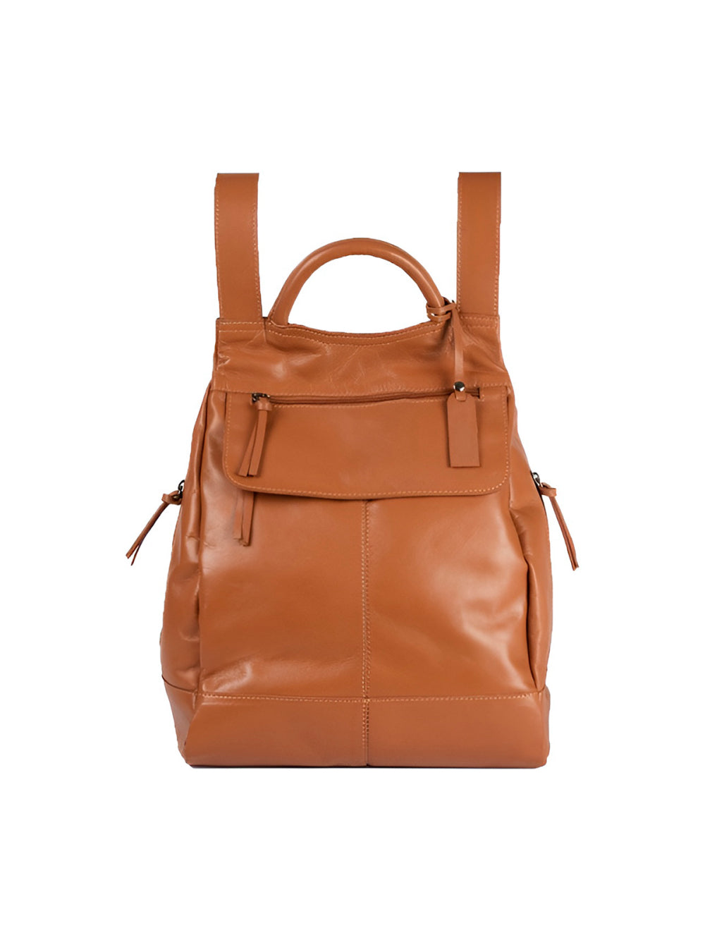Mochila de Couro Legítimo Modelo Malu Resistente Confortável Modelo:Caramelo