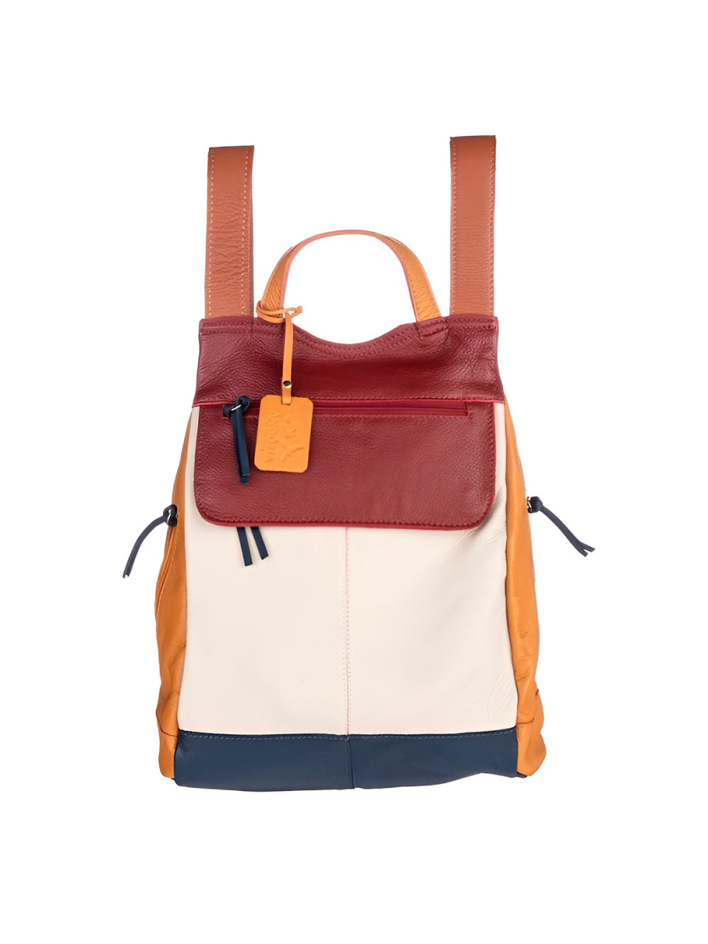 Mochila de Couro Legítimo Modelo Malu Resistente Confortável Modelo:Caramelo