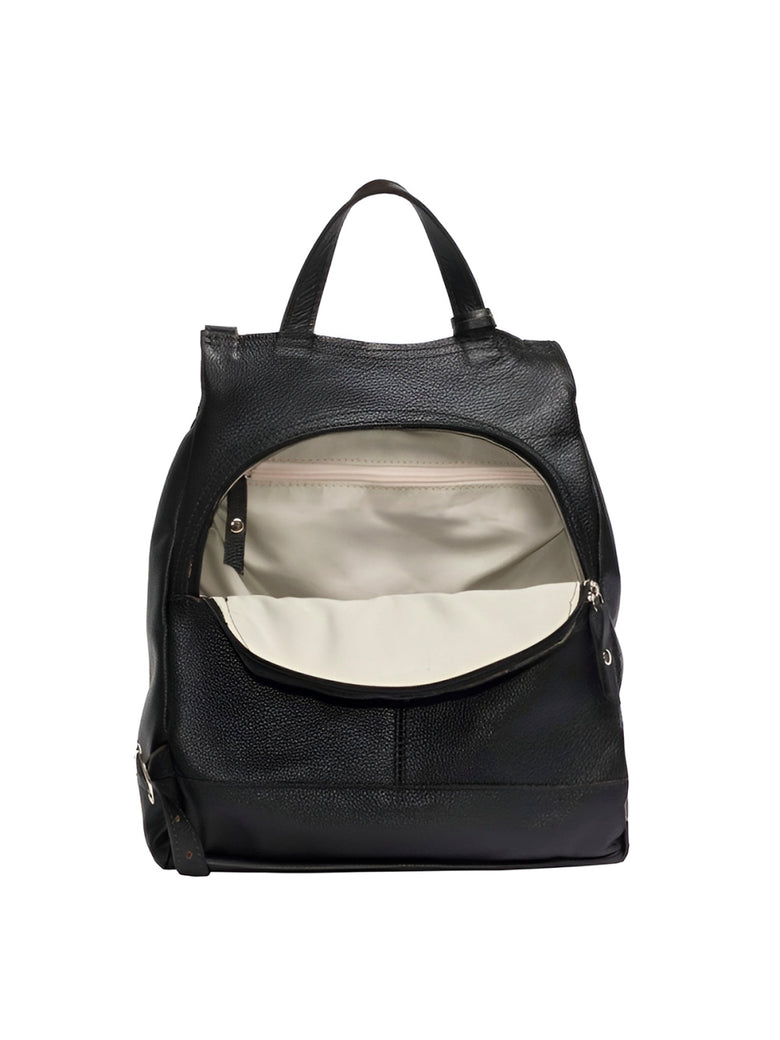 Mochila de Couro Legítimo Modelo Maluzinha Elegante Modelo:Preto