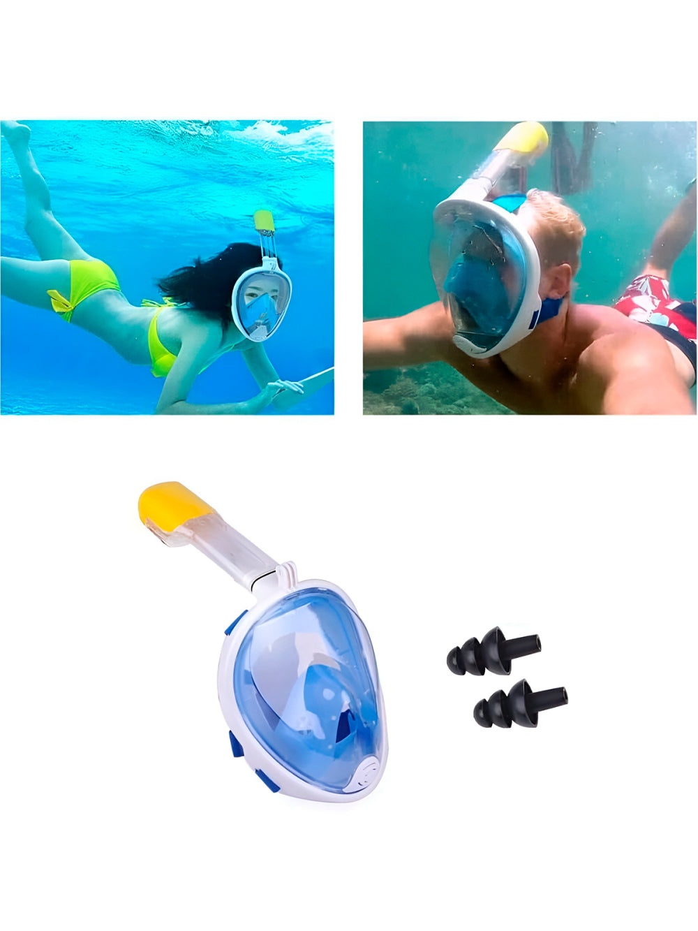 Máscara de Mergulho com Snorkel Central Piscina Natação Cor:Azul