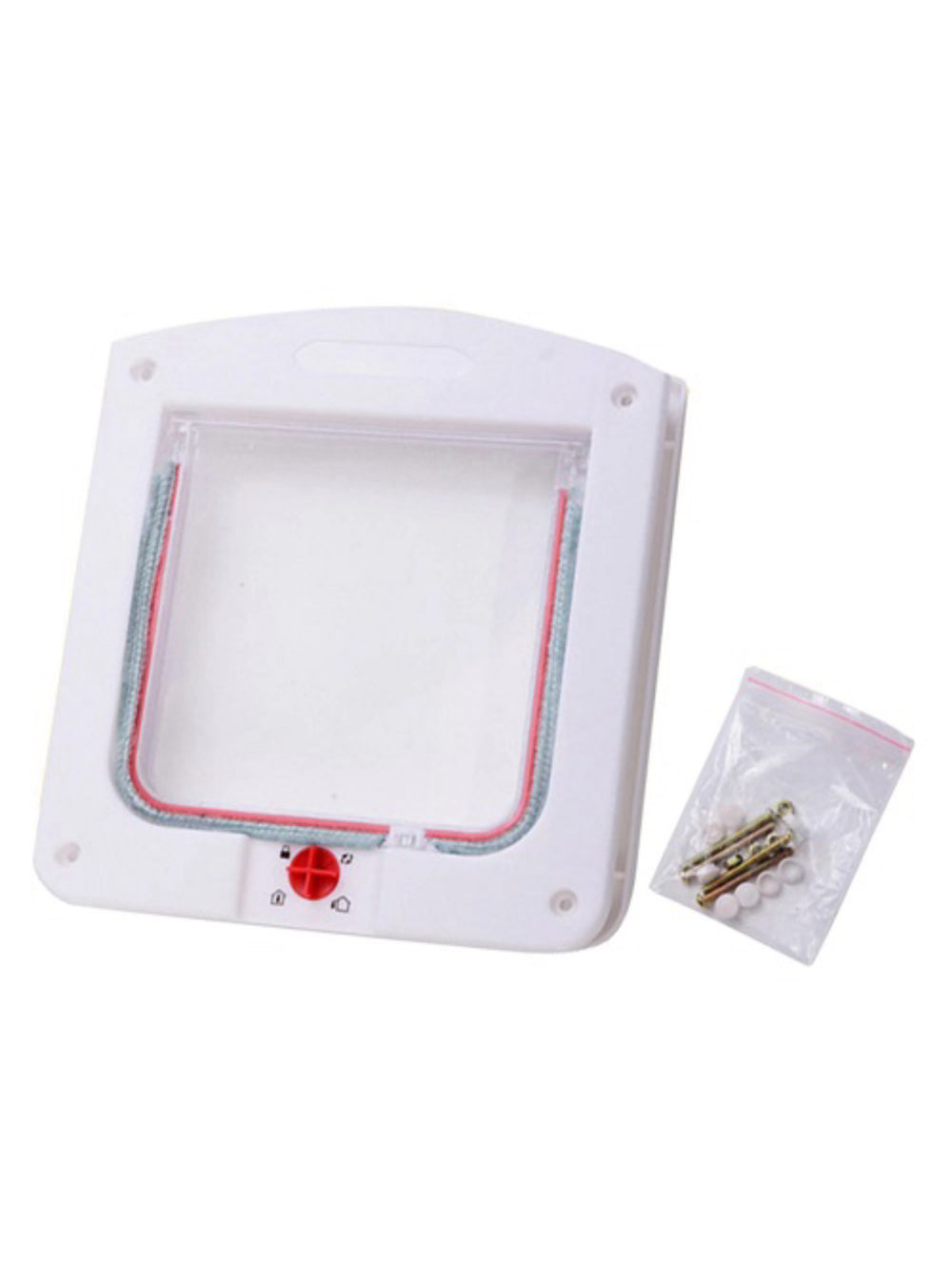 Porta Pet Door Para Cães E Gatos Ate 7kg Com Trava 4 Funçoes Cor:Branco