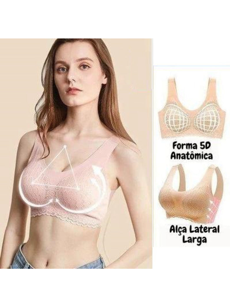 Sutiã Top Diva Conforto Sem Costura Push Up Bojo Removível Bege Tamanho:GG