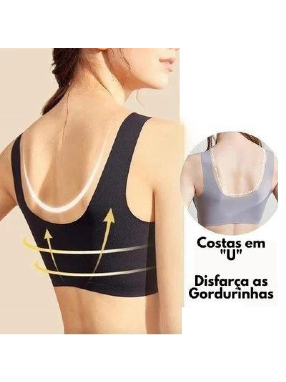 Sutiã Top Diva Conforto Sem Costura Push Up Bojo Removivel Preto Tamanho:XGG