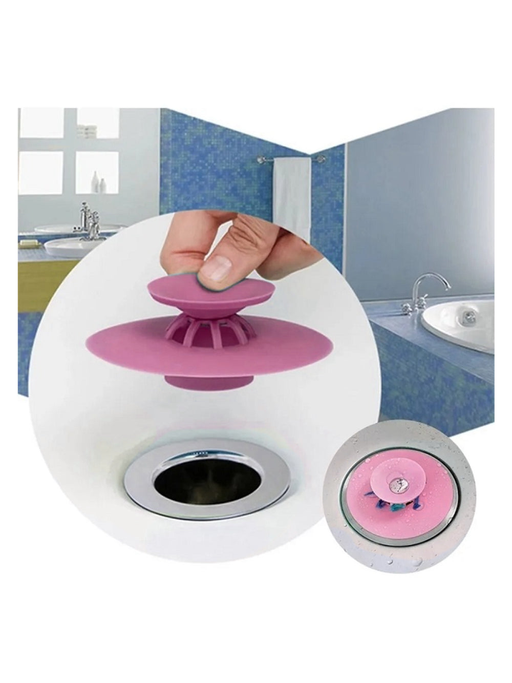 Kit 3 Unid Protetor De Ralo Capa De Pia Cozinha Silicone Cor:Rosa