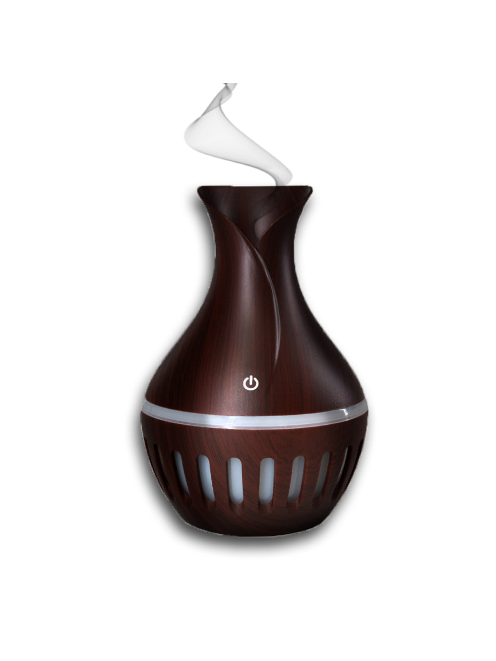 Difusor Umidificador Ultrasonico 7 Led Vaso Rajado RGB 200ml Usb Cor:Marrom