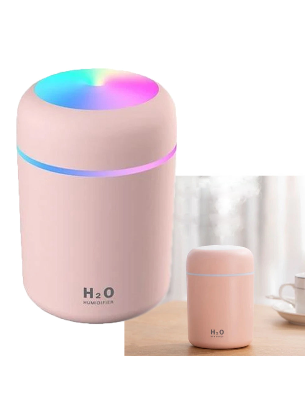 Umidificador H2o Lumen Difusor Usb 300ml Led Cor:Rosa