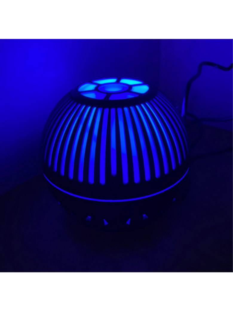 Umidificador Difusor De Aroma Ultrassonico Luz De Led Bola Rajada Cor:Mogno