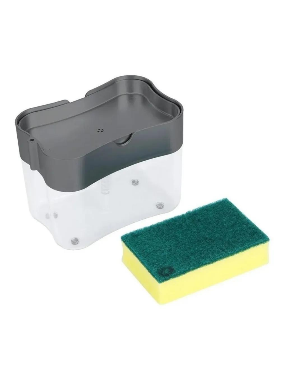 Dispenser Dosador De Detergente Sabão 2x1 Esponja Limpeza Cozinha Com Dosador Cor:Preto