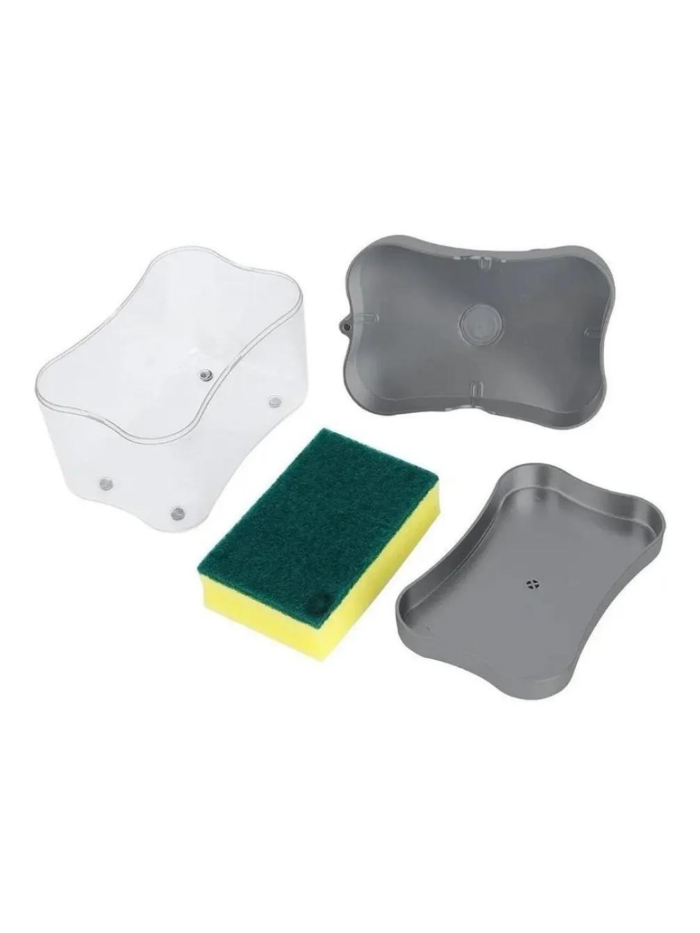Dispenser Dosador De Detergente Sabão 2x1 Esponja Limpeza Cozinha Com Dosador Cor:Preto