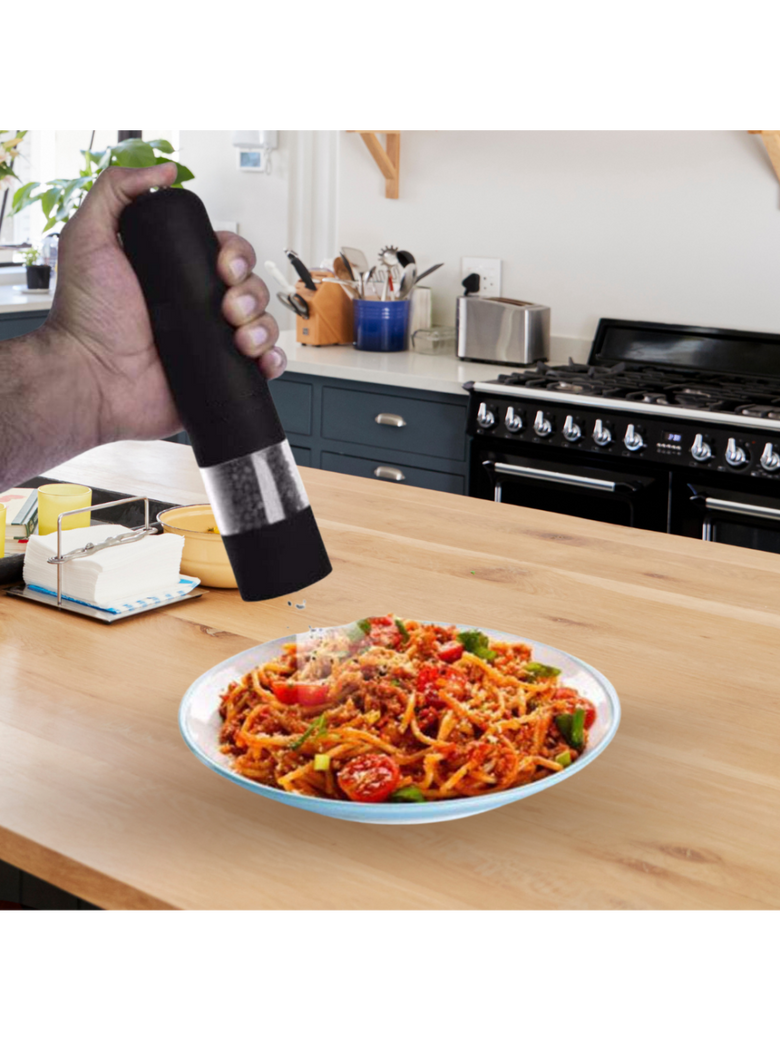 Moedor de Sal e Pimenta Eletrico Especiarias Aço Inoxidavel Cortador Cozinha Tempero Luz De Led