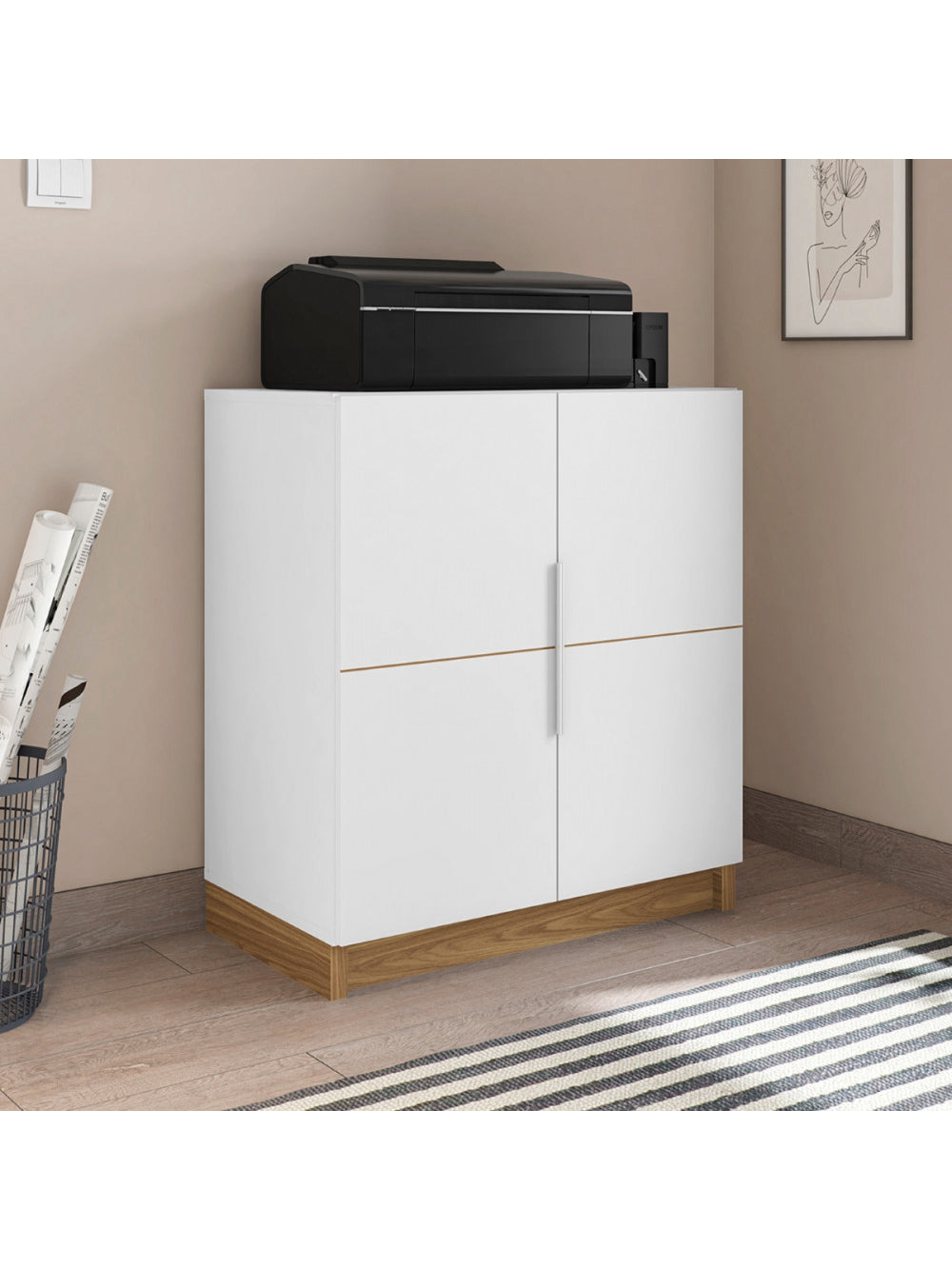 Armário Para Escritório Baixo Cubic Caemmun - Branco