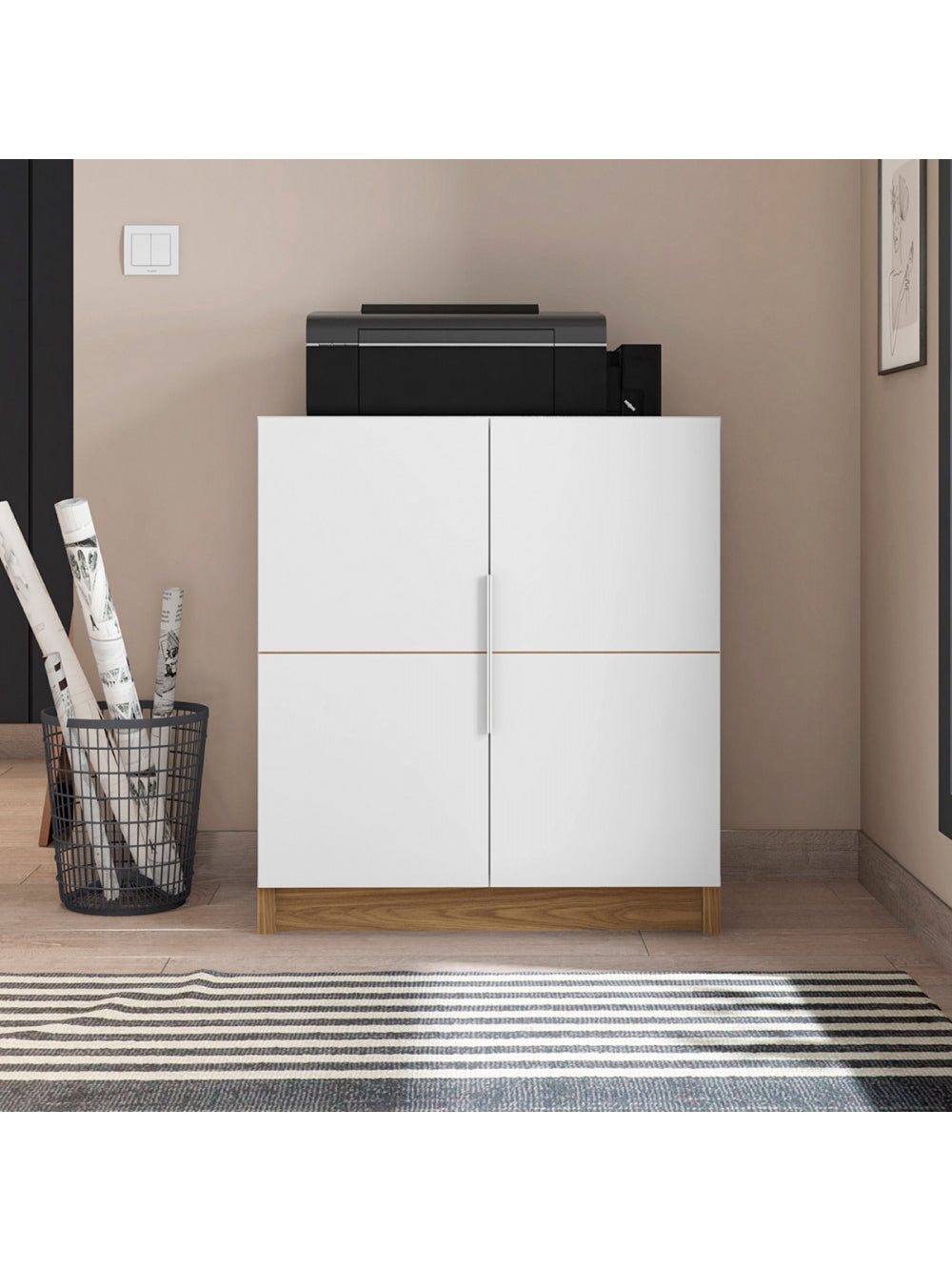 Armário Para Escritório Baixo Cubic Caemmun - Branco