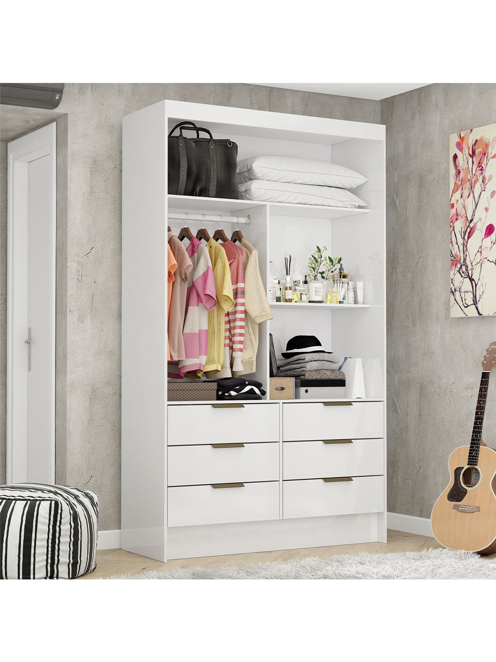 Closet de Casal Sevilha com 6 Gavetas Carioca Móveis - Branco