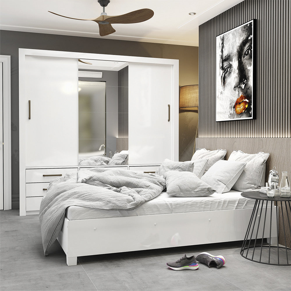 Quarto Completo com Cama de Casal Anjos Plus Carioca Móveis - Branco