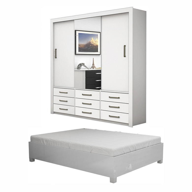 Quarto Completo com Cama de Casal Anjos Plus Carioca Móveis